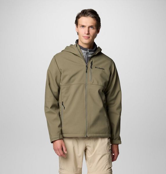 Men Columbia Ascender™ II Hooded Softshell Hiking Jackets Grey / Green | US-DWUIOJ-637