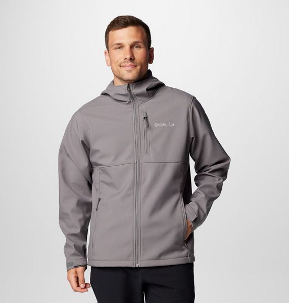 Men Columbia Ascender™ II Hooded Softshell Hiking Jackets Grey | US-AUIXKS-079