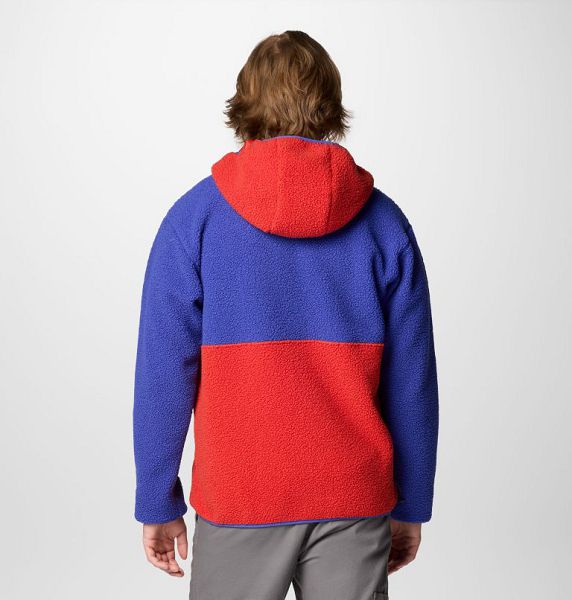 Men Columbia Backbowl™ II Remastered Hooded Sherpa Fleece Jackets Blue / Red | US-XYHKQB-153