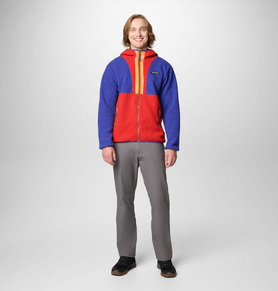 Men Columbia Backbowl™ II Remastered Hooded Sherpa Fleece Jackets Blue / Red | US-XYHKQB-153