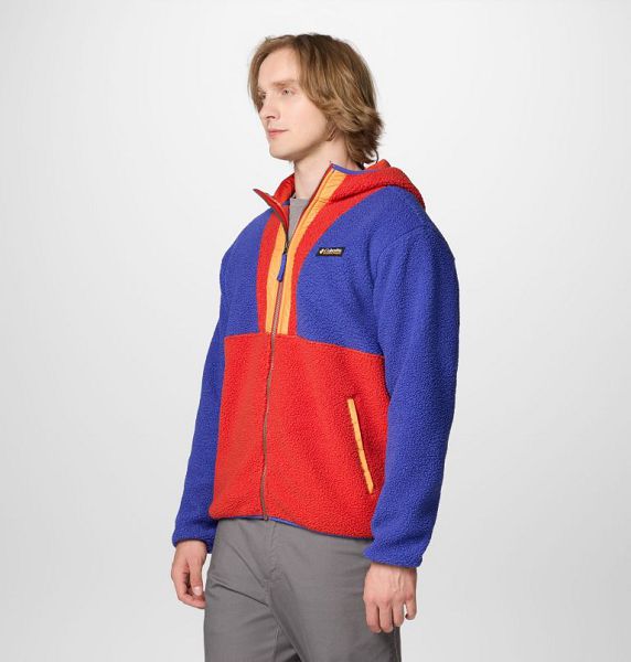 Men Columbia Backbowl™ II Remastered Hooded Sherpa Fleece Jackets Blue / Red | US-XYHKQB-153