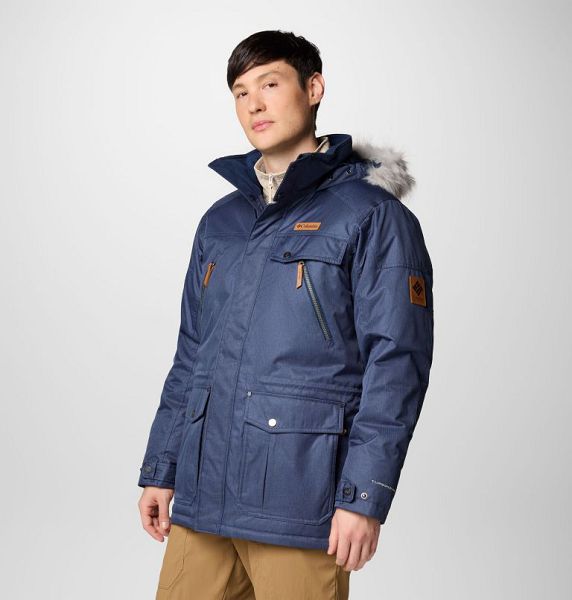 Men Columbia Barlow Pass TurboDown™ II Waterproof Down Jackets Navy | US-URMPIZ-068