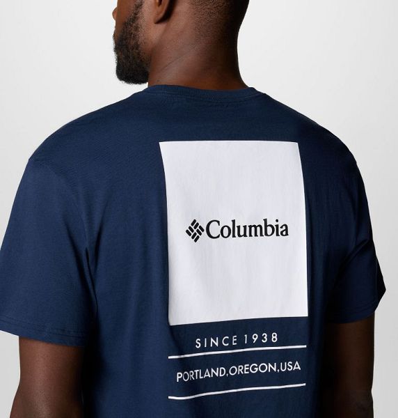 Men Columbia Barton Springs™ Graphic T-Shirt Navy / White | US-AVKRXJ-945