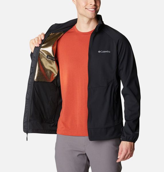 Men Columbia Canyon Meadows™ Walking Softshell Jackets Black | US-IVNYFH-912