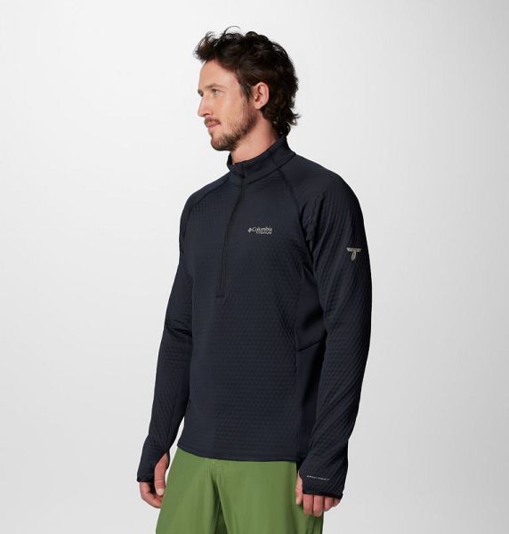 Men Columbia Crystal Leaf™ Omni-Heat™ Helix Technical Half Zip Fleece Black | US-RLTVWM-930