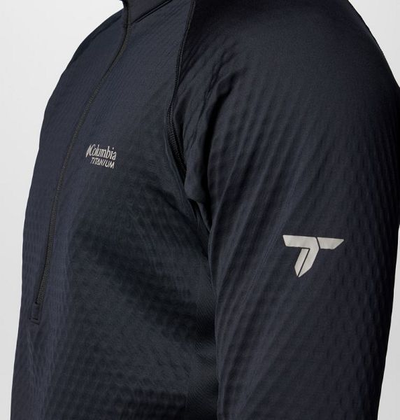 Men Columbia Crystal Leaf™ Omni-Heat™ Helix Technical Half Zip Fleece Black | US-RLTVWM-930