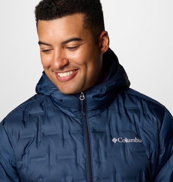 Men Columbia Delta Ridge Hooded Down Jackets Navy | US-FAGXEK-561