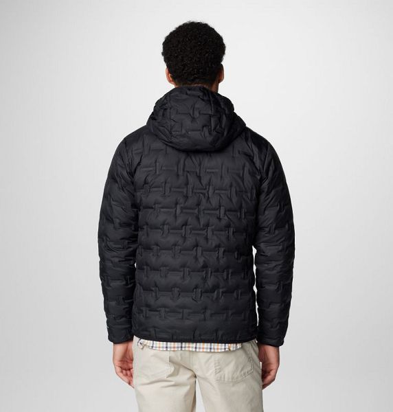 Men Columbia Delta Ridge Hooded Down Jackets Black | US-AXDVNQ-538