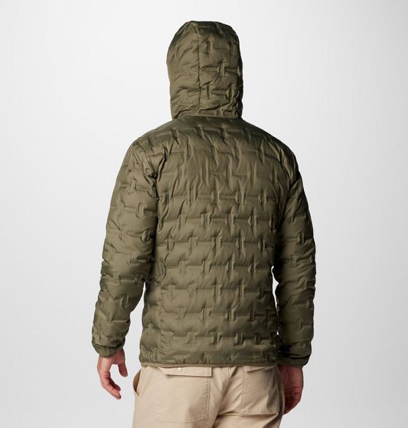 Men Columbia Delta Ridge Hooded Down Jackets Grey / Green | US-ZRTAXE-814