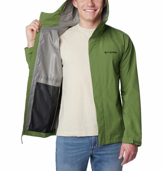 Men Columbia Earth Explorer™ Waterproof Shell Jackets Green | US-LTUJHG-893