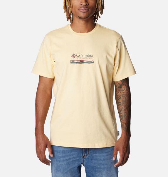 Men Columbia Explorers Canyon™ Back Graphic T-Shirt Yellow | US-QIOWCU-042