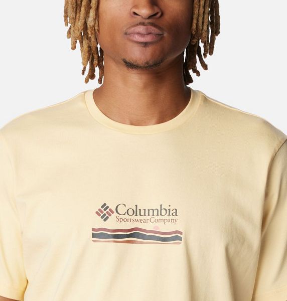 Men Columbia Explorers Canyon™ Back Graphic T-Shirt Yellow | US-QIOWCU-042