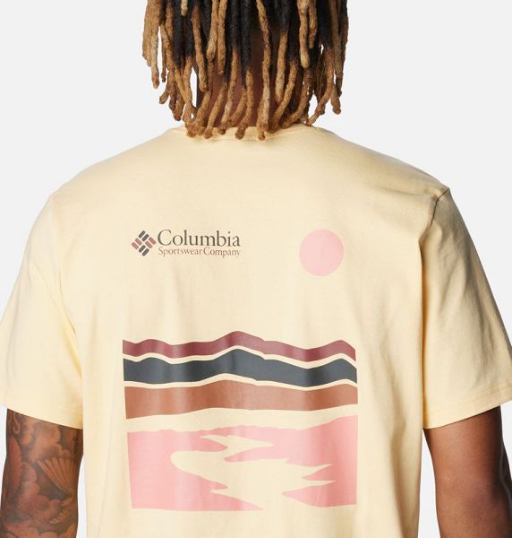 Men Columbia Explorers Canyon™ Back Graphic T-Shirt Yellow | US-QIOWCU-042