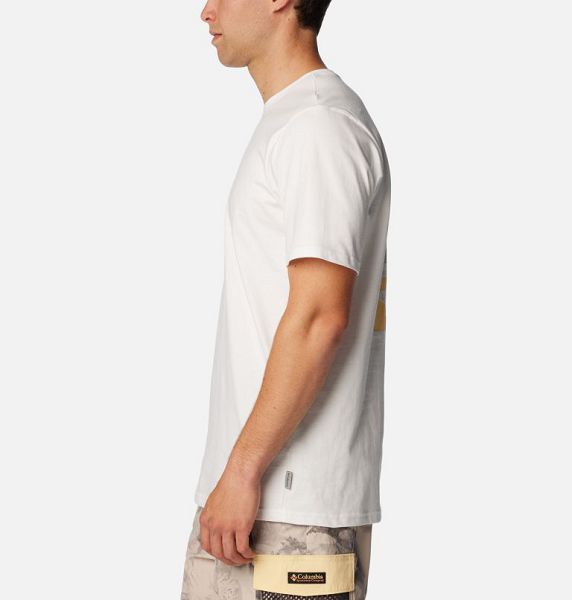 Men Columbia Explorers Canyon™ Back Graphic T-Shirt White | US-KRAUOF-597