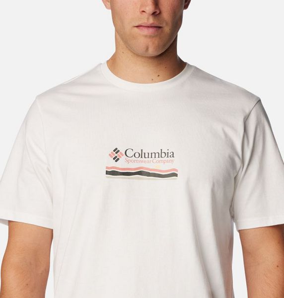 Men Columbia Explorers Canyon™ Back Graphic T-Shirt White | US-KRAUOF-597