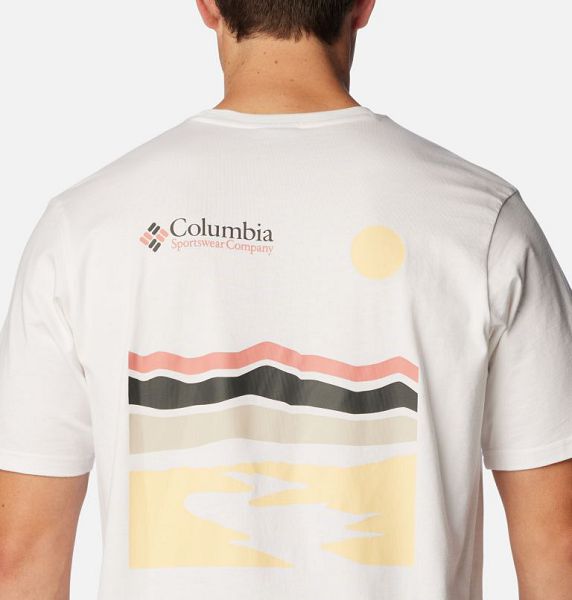 Men Columbia Explorers Canyon™ Back Graphic T-Shirt White | US-KRAUOF-597