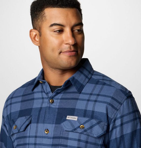 Men Columbia Flare Gun™ Stretch Flannel Shirts Navy | US-QOZLCJ-180