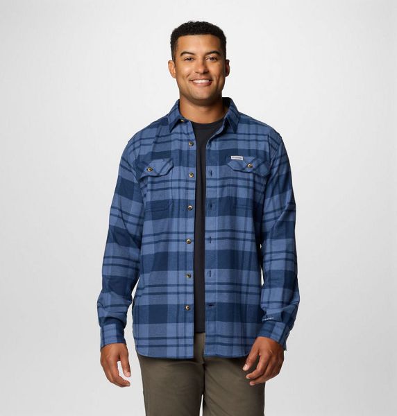 Men Columbia Flare Gun™ Stretch Flannel Shirts Navy | US-QOZLCJ-180