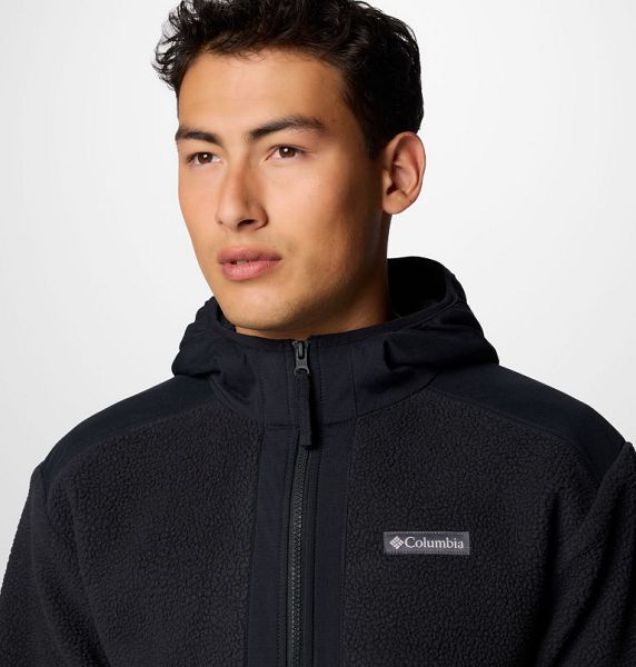 Men Columbia Landroamer™ Hooded Sherpa Fleece Jackets Black | US-NQEWBS-265