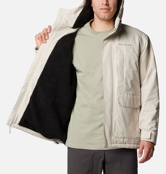 Men Columbia Landroamer™ Sherpa Lined Waterproof Hooded Jackets Dark Grey | US-XHCRNZ-873