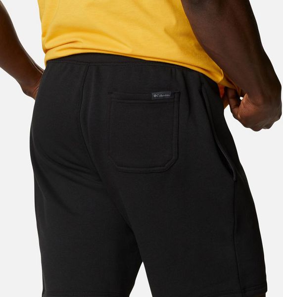 Men Columbia Logo Fleece Shorts Black | US-PXDCOR-179