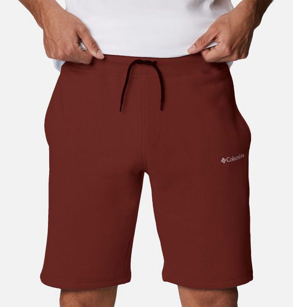 Men Columbia Logo Fleece Shorts Brown | US-QXCABZ-304