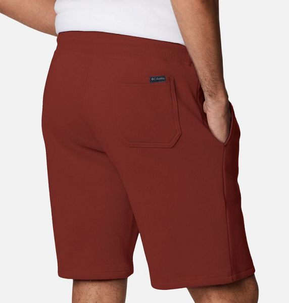 Men Columbia Logo Fleece Shorts Brown | US-QXCABZ-304