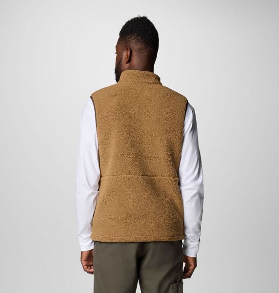 Men Columbia Mountainside™ Heavyweight Fleece Vest Dark Brown / Khaki | US-UPKFER-732