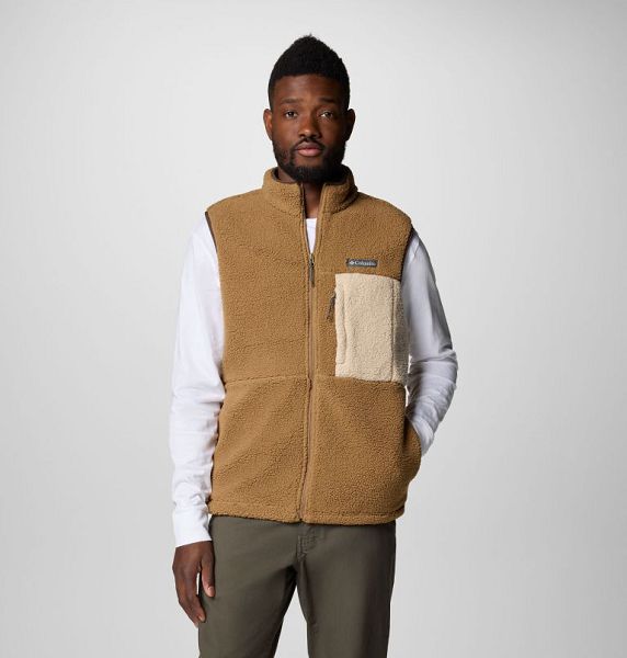 Men Columbia Mountainside™ Heavyweight Fleece Vest Dark Brown / Khaki | US-UPKFER-732