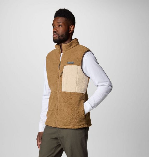 Men Columbia Mountainside™ Heavyweight Fleece Vest Dark Brown / Khaki | US-GFALIZ-438