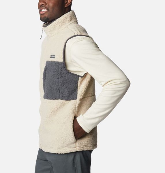 Men Columbia Mountainside™ Heavyweight Fleece Vest Khaki / Dark Grey | US-OKXBYA-940