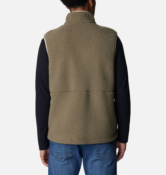 Men Columbia Mountainside™ Heavyweight Fleece Vest Grey / Green / Khaki | US-QCNSXO-876