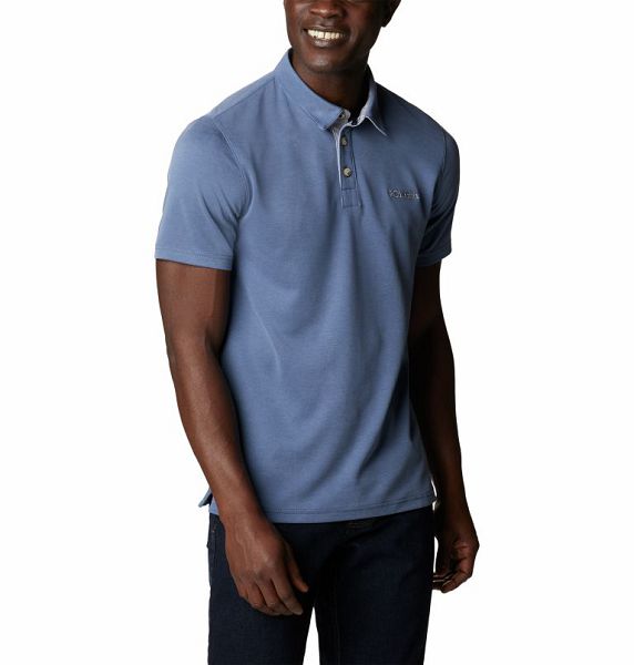 Men Columbia Nelson Point™ Polo Shirts Dark Blue | US-ZWUXJV-851