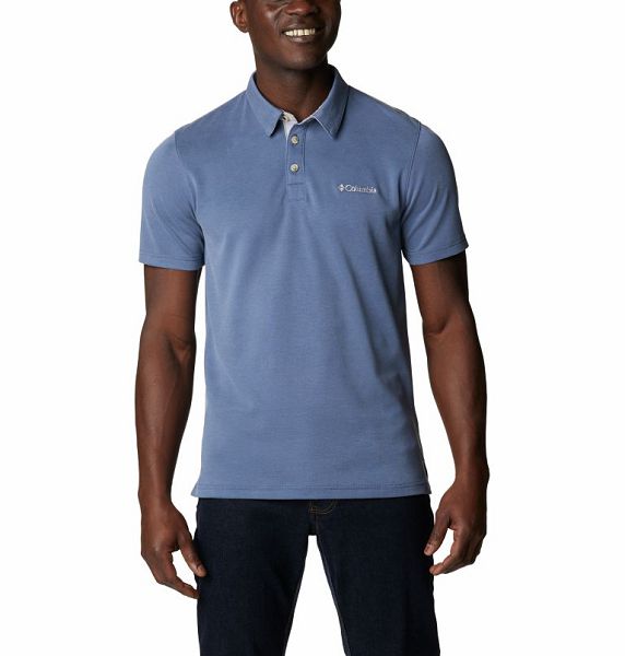 Men Columbia Nelson Point™ Polo Shirts Dark Blue | US-ZWUXJV-851