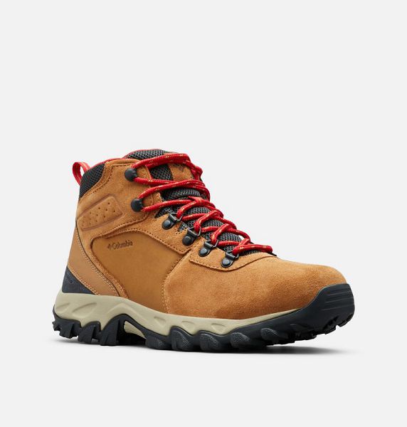 Men Columbia Newton Ridge™ Plus II Suede Waterproof Walking Boots Blue / Red | US-DZMPQH-047