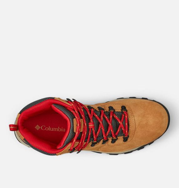 Men Columbia Newton Ridge™ Plus II Suede Waterproof Walking Boots Blue / Red | US-DZMPQH-047