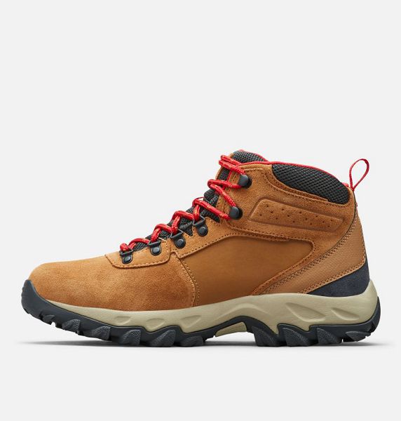 Men Columbia Newton Ridge™ Plus II Suede Waterproof Walking Boots Blue / Red | US-DZMPQH-047