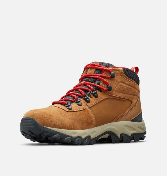 Men Columbia Newton Ridge™ Plus II Suede Waterproof Walking Boots Blue / Red | US-DZMPQH-047