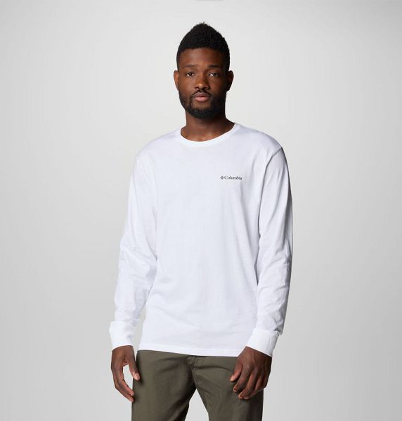 Men Columbia North Cascades™ Long Sleeve T-Shirt White | US-FKUMZL-856