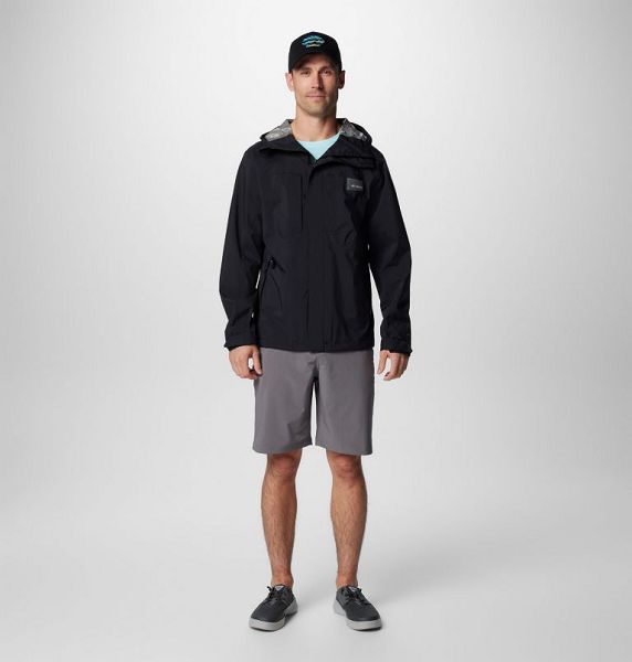 Men Columbia PFG Mackenzie River™ Waterproof Hooded Jackets Black | US-WFTOIX-617