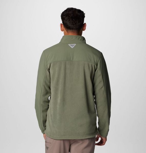 Men Columbia PFG Uncharted™ Fleece Jackets Grey / Green / Grey / Green | US-RYQPJT-458