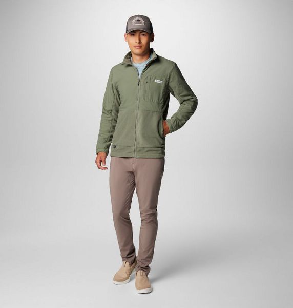 Men Columbia PFG Uncharted™ Fleece Jackets Grey / Green / Grey / Green | US-RYQPJT-458