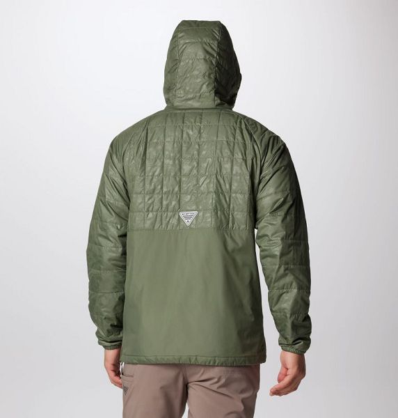 Men Columbia PFG Uncharted™ Insulated Hooded Jackets Grey / Green | US-YFVKXC-132