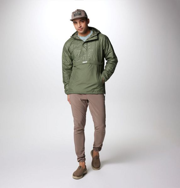 Men Columbia PFG Uncharted™ Insulated Hooded Jackets Grey / Green | US-YFVKXC-132