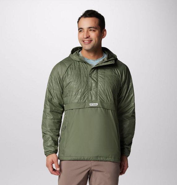 Men Columbia PFG Uncharted™ Insulated Hooded Jackets Grey / Green | US-YFVKXC-132