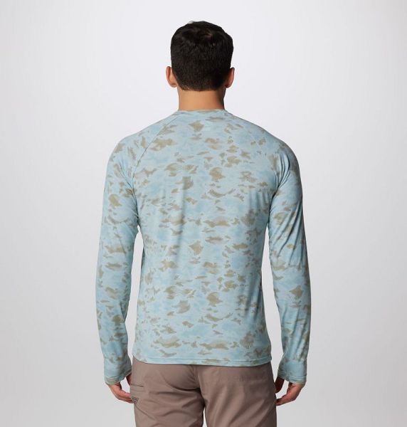 Men Columbia PFG Uncharted™ Technical Long Sleeve T-Shirt Blue | US-PNUEBX-517