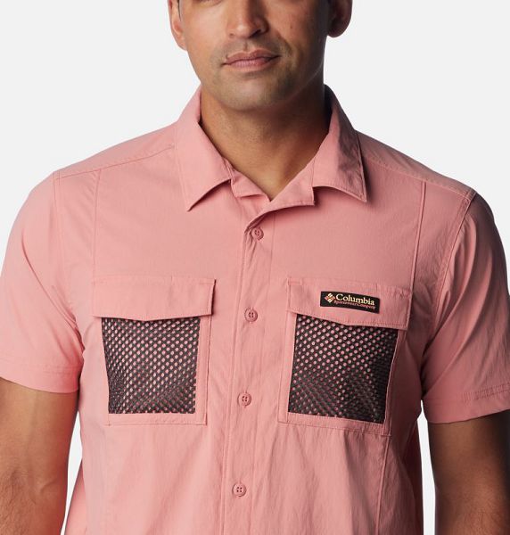 Men Columbia Painted Peak™ Woven Sleeve Shirts Pink | US-JIEWRV-637