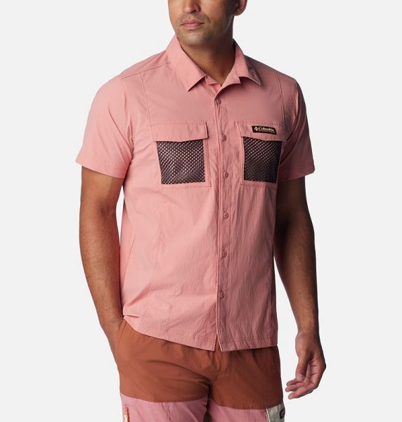 Men Columbia Painted Peak™ Woven Sleeve Shirts Pink | US-JIEWRV-637