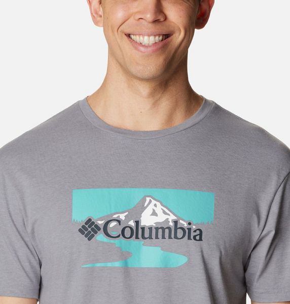 Men Columbia Path Lake™ II Graphic T-Shirt Grey | US-RKCZFI-345