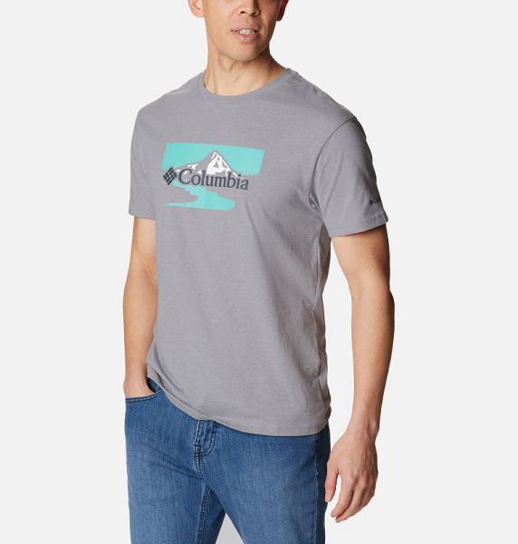 Men Columbia Path Lake™ II Graphic T-Shirt Grey | US-RKCZFI-345